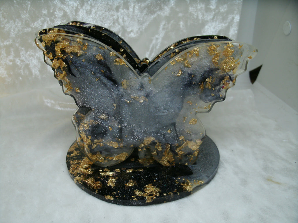 4 sous verres papillon