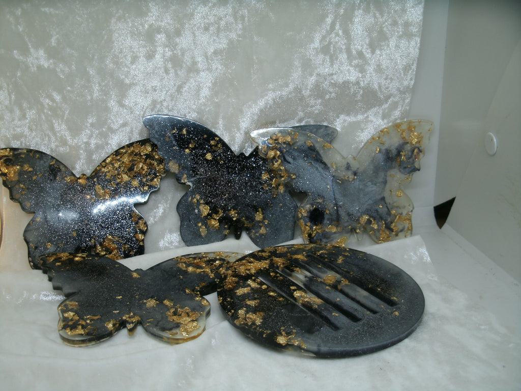 4 sous verres papillon
