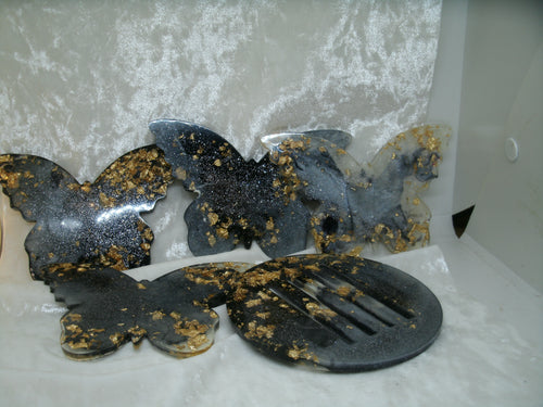 4 sous verres papillon