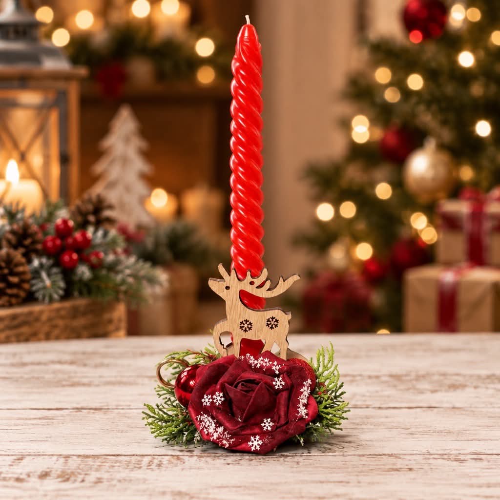 Bougeoir de  Noel artisanal fait main